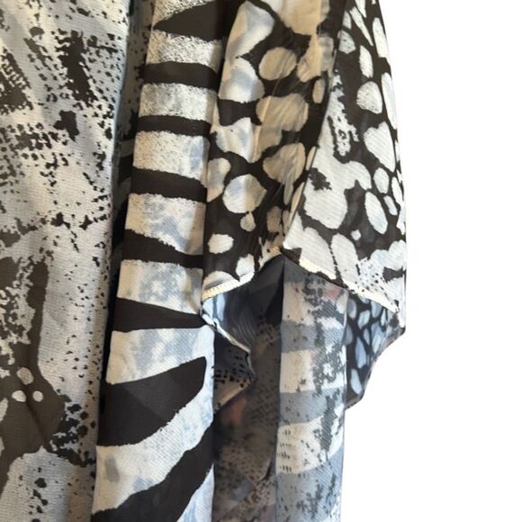 Animal Print Blouse Women's Multi Sheer Top Flowy Oversized - Picture 2 of 5